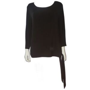 CHICOS Travelers Black Slinky Blouse with Tie at Side Womens Plus Size 3